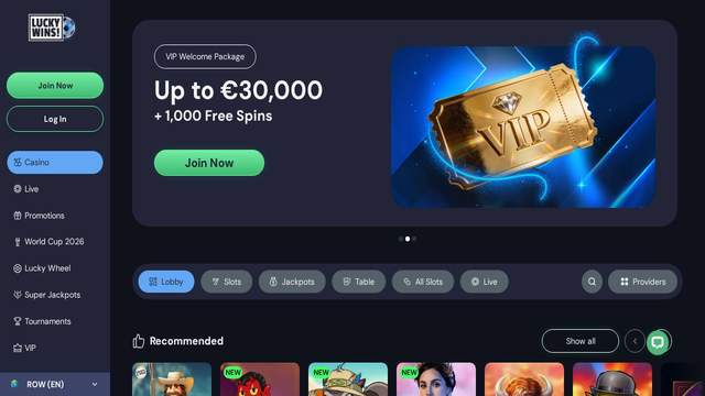 LuckyWins casino screenshot